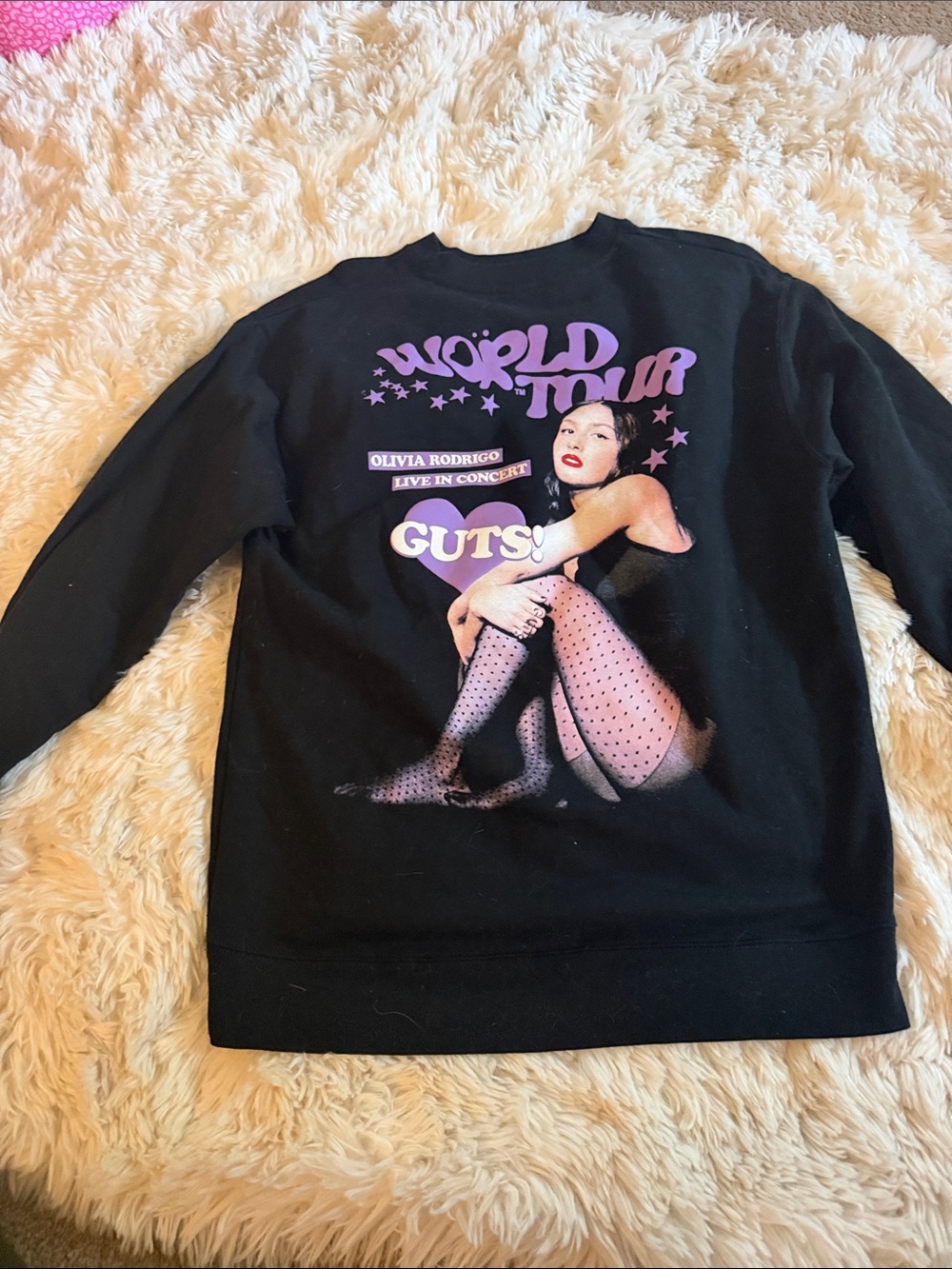 Olivia Rodrigo Black & Purple Graphic Sweatshirt - Guts World Tour